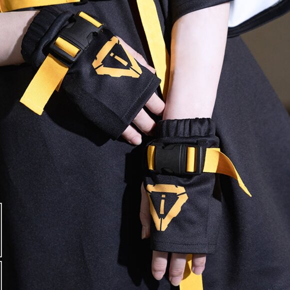 Error Code Cyberpunk Tech Black Yellow Arm Warmer - Picture 1 of 4